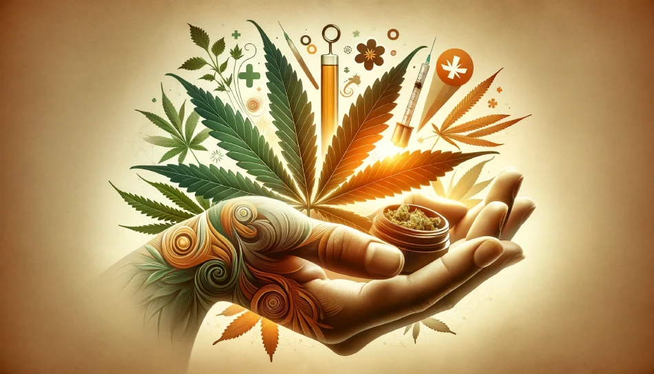 an image that represents the therapeutic and healing properties of cannabis for pain management