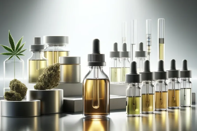 Modern and elegant depiction of various cannabis oils.